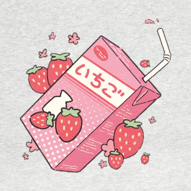 STRAWBERRY MILK KAWAII FACE ANIME KAOMOJI EMOTICON CARTOON by Chameleon Living